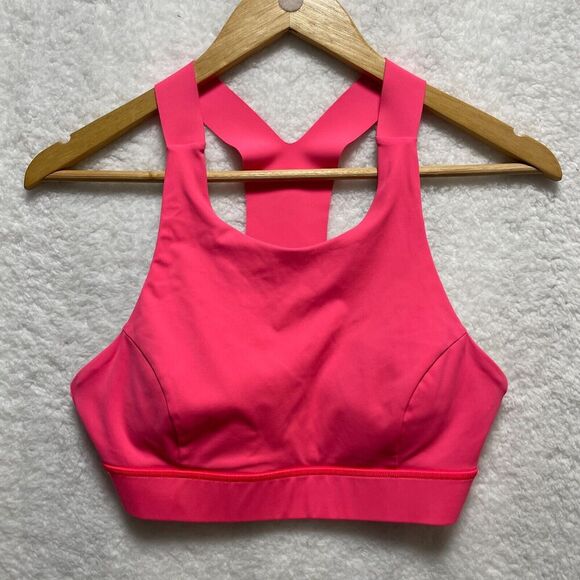 Lululemon Fast Free Bra Hot Pink Sports Bra Size 8 Racerback Workout Exercise - Picture 1 of 7